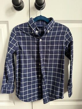 Boys Janie and Jack Navy Windowpane Button-Down Shirt